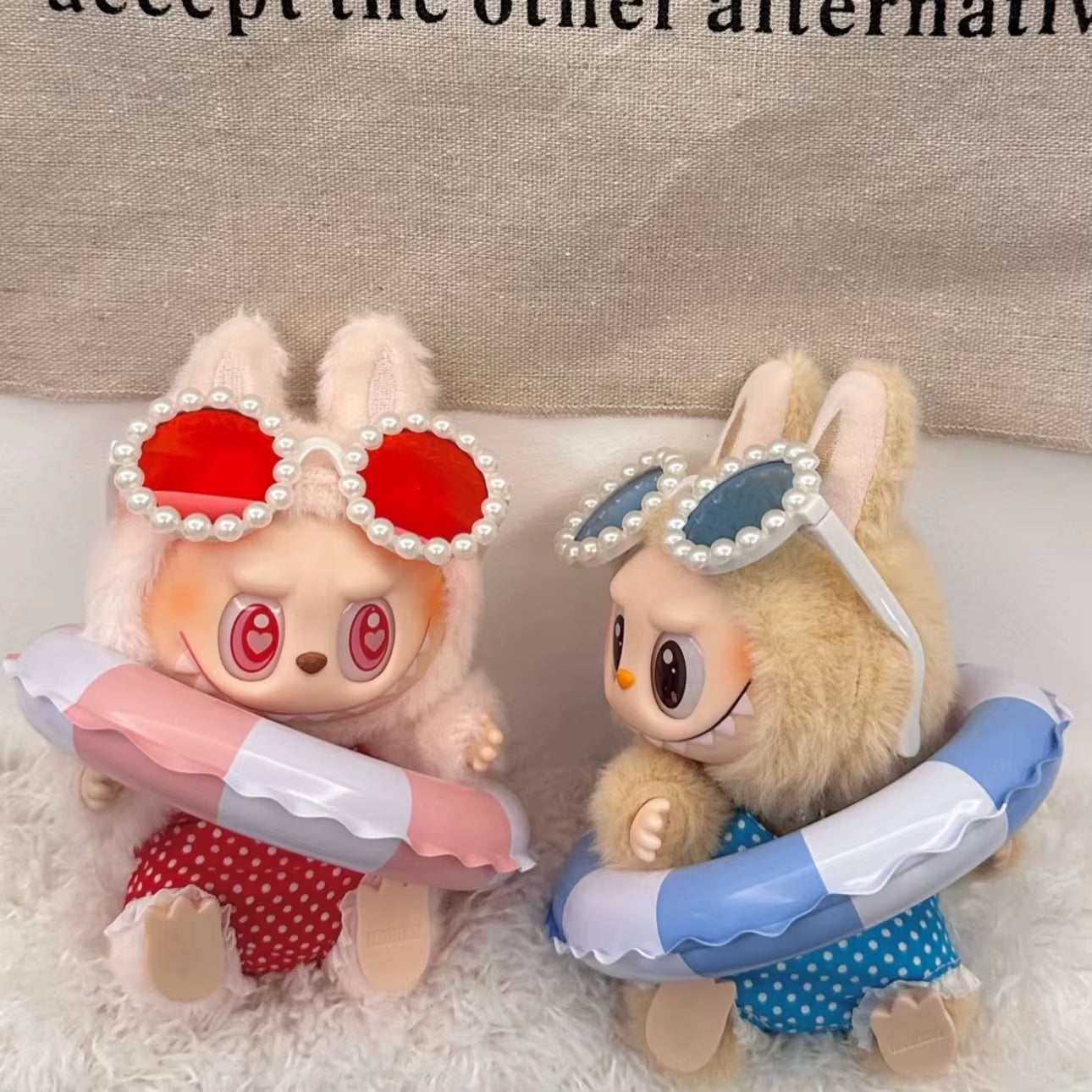 Doll'S Clothes Outfit Accessories for Ropa Labubu Cotton Doll Swimsuit Glasses Beach Diving Surfboard Straw Bag Labubu Clothes