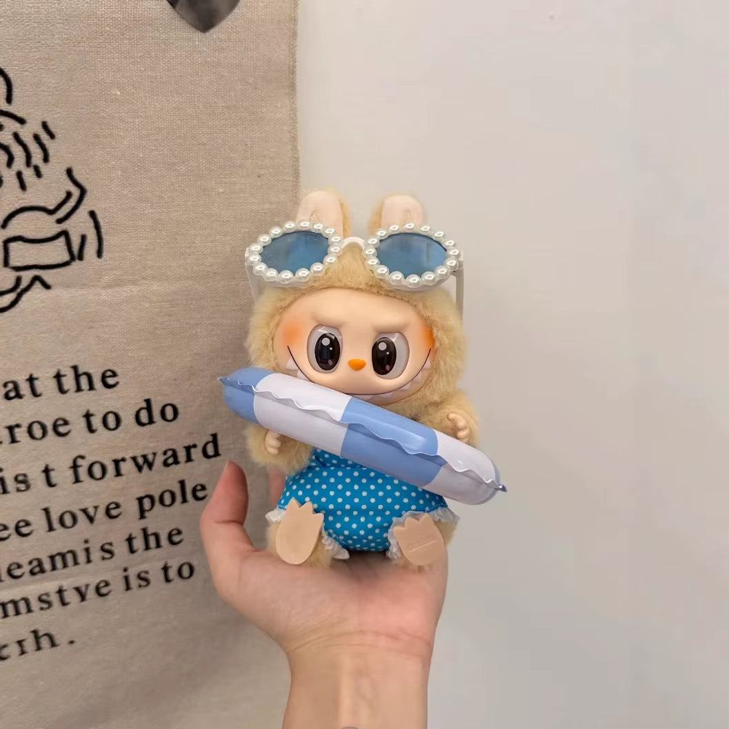 Doll'S Clothes Outfit Accessories for Ropa Labubu Cotton Doll Swimsuit Glasses Beach Diving Surfboard Straw Bag Labubu Clothes