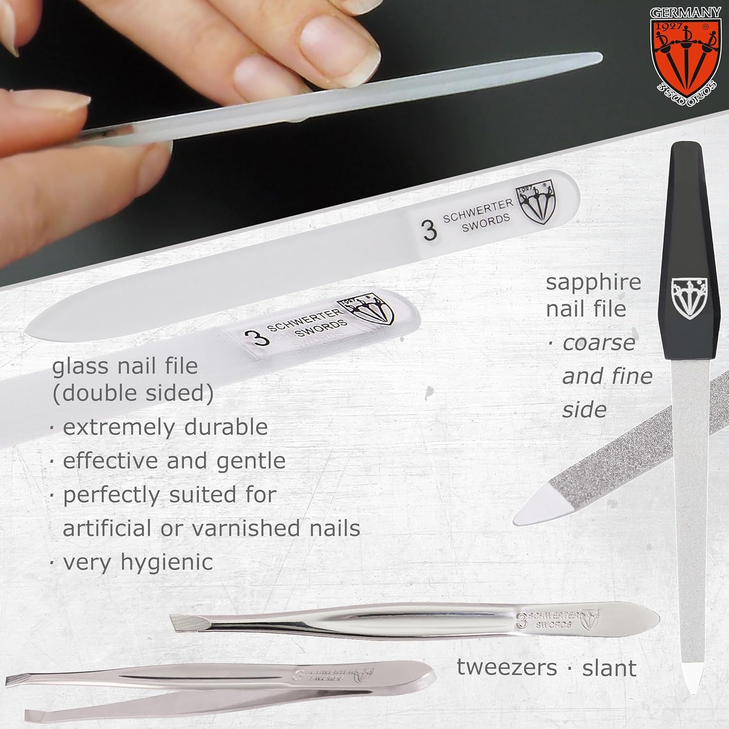 - Brand Quality 8 Piece Manicure Pedicure Grooming Kit Set for Professional Finger & Toe Nail Care Scissors Clipper Fashion Leather Case in Gift Box, Made by 3 Swords (6660)