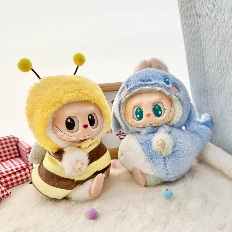 Doll Clothes for 15-17Cm Labubu Pendant Sitting Baby Bee Dinosaur Shark Labubu Dolls Accessories Cute Decoration Little Clothes