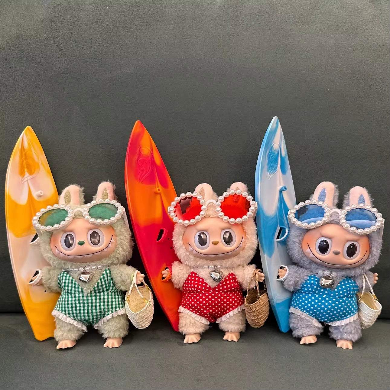 Doll'S Clothes Outfit Accessories for Ropa Labubu Cotton Doll Swimsuit Glasses Beach Diving Surfboard Straw Bag Labubu Clothes