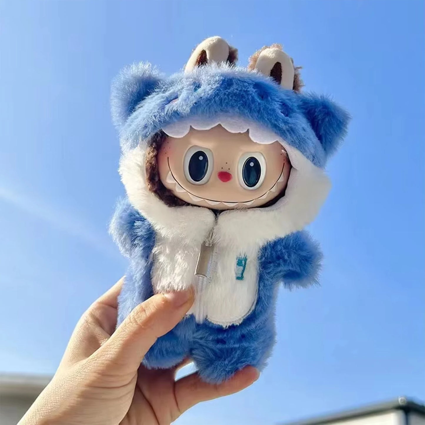 Kawaii Shark Onesie for Mini Doll 17Cm Cute Plush Doll'S Clothing Outfit Labubu Ldol Dolls Clothing Accessories