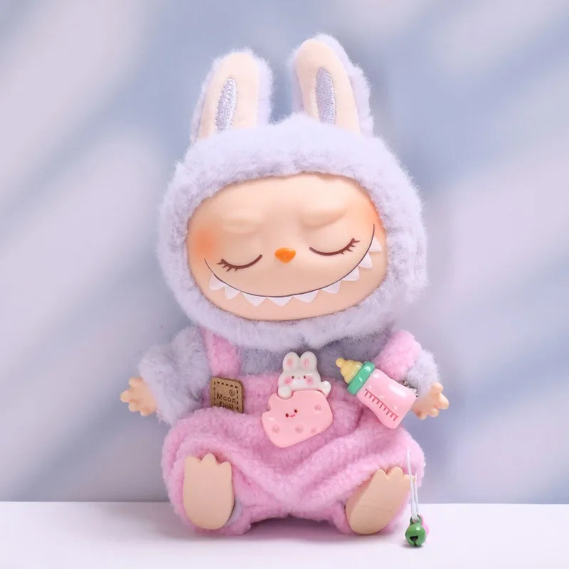 For 15-17 Cm Labubu Clothes Outfit Labubu Sitting Party Bottle Overalls Hat Dolls Accessories Cute Decoration