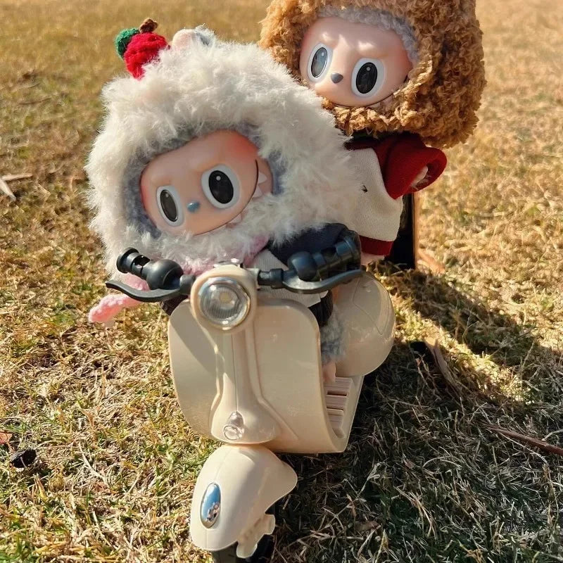 Labubu Doll Mini Electric Motorcycle,Labubu Doll Accessories, Fun Cute Doll Toys,With Lights and Music,Diy Kid Christmas Gift