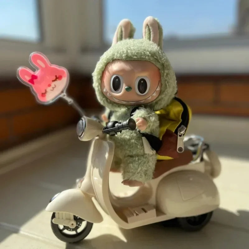 Labubu Doll Mini Electric Motorcycle,Labubu Doll Accessories, Fun Cute Doll Toys,With Lights and Music,Diy Kid Christmas Gift