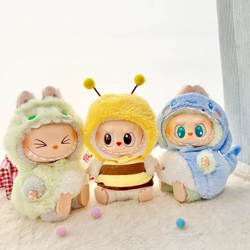 Doll Clothes for 15-17Cm Labubu Pendant Sitting Baby Bee Dinosaur Shark Labubu Dolls Accessories Cute Decoration Little Clothes
